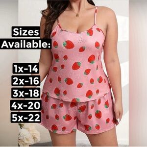 Strawberry Print 2 PC Pajama Set